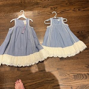 Girls matching dresses great for photos!! Blue denim color sizes 2T and 5.